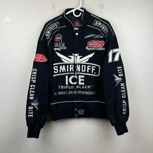 Vintage Smirnoff NASCAR JH Matt Kenseth Black Racing Bomber Jacket Size L